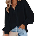Zeagoo Printed Lantern Long Sleeve Blouse