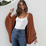 Zeagoo Open Front Oversized Batwing Sleeve Knit Cardigan