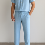 Men’s Summer White Striped Two-Piece Set