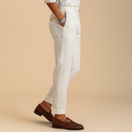 Ivory Pleated Tapered Trousers