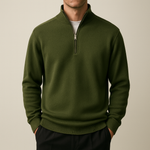 Quarter-Zip Knit & Charcoal Tailored Trousers Set