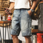 Vintage Patchwork Straight-leg Denim Shorts