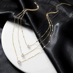 Three Pendant Necklace with Gold Zirconia