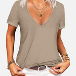Zeagoo T-Shirt Women's Short Sleeve Deep V Neck Top (DE Only)