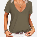 Zeagoo T-Shirt Women's Short Sleeve Deep V Neck Top (DE Only)