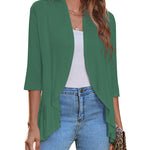 Zeagoo Women's 3/4 Sleeve Draped Ruffles Cardigan