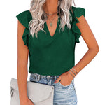 Zeagoo Women's Casual Print Ruffle Sleeve Summer Tops