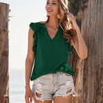 Zeagoo Women's Casual Print Ruffle Sleeve Summer Tops