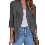 Zeagoo Women's 3/4 Sleeve Draped Ruffles Cardigan