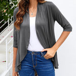 Zeagoo Women's 3/4 Sleeve Draped Ruffles Cardigan