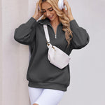 Zeagoo Women Sweatshirts Quarter Zip Stand Collar Pullovers Fleece Workout Hoodies Y2K Clothes