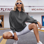 Zeagoo Women Sweatshirts Quarter Zip Stand Collar Pullovers Fleece Workout Hoodies Y2K Clothes