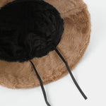 Faux Mink Fur Wide Brim Plush Bucket Hat