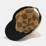 Plaid Contrast Straw Cap