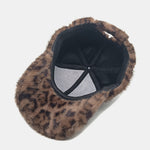 Plush Leopard Print Warm Baseball Cap