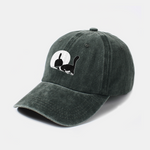 Middle Paw Cat Print Washed Baseball Cap