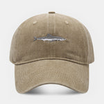 Shark Embroidered Washed Baseball Cap