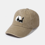 Middle Paw Cat Print Washed Baseball Cap