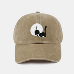 Middle Paw Cat Print Washed Baseball Cap
