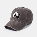 Middle Paw Cat Print Washed Baseball Cap