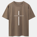 Jesus Christ Stripe Print Drop Shoulder Oversize T-Shirt