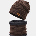 Winter Fleece Lined Beanie Hat Scarf Set