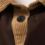 Relax Fit Ghost Drinking Coffee Print Contrast Corduroy Polo Collar Sweatshirt