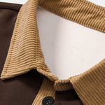 Relax Fit Ghost Drinking Coffee Print Contrast Corduroy Polo Collar Sweatshirt