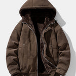 Relax Fit Suede Teddy Zipper Reversible Hooded Coat