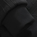 Relax Fit 2 In 1 Letter Jacquard Notched Collar Sweatshirt