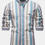 Cowboy Embroidery Cotton Stripe Button Up Shirt