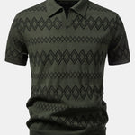 Geometric Jacquard Johnny Collar Polo