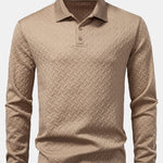 Long Sleeve Wave Jacquard Polo Shirt