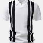 Stripe Johnny Collar Knit Polo