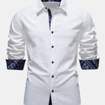 Contrast Paisley Print Linen Look Shirt & Straight Leg Linen Pants