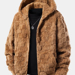 Checkerboard Teddy Zip Up Hoodie
