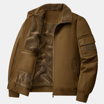 Teddy Lined Zip Up Chino Bomber Jacket