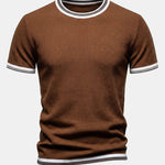 Textured Contrast Crew Neck Knit T-Shirt
