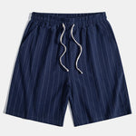 Linen Look Striped Button Up Shirt & Drawstring Shorts