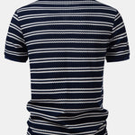 Stripe Waffle Johnny Collar Polo & Slim Fit Tapered Trousers