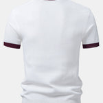 Textured Contrast Johnny Collar Knit Polo