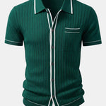 Contrast Trim Ribbed Knit Shirt