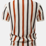 Striped Knit Johnny Collar Polo
