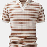 Stripe Waffle Johnny Collar Polo