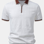 Contrast Trim Textured Zipper Knit Polo