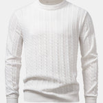 Stripe Jacquard Crew Neck Sweater