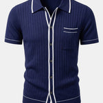 Contrast Trim Ribbed Knit Shirt