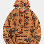 Relax Fit Tribal Geometry Teddy Hoodie