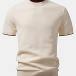 Contrast Trim Textured Knit T-Shirt