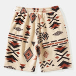 Relax Fit Tribal Geometry Teddy Hoodie & Shorts
